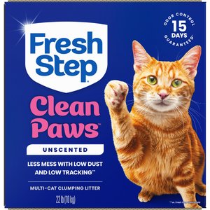 Fresh Step Clean Paws Unscented Multi-Cat Clumping Clay Cat Litter, 22-lb box