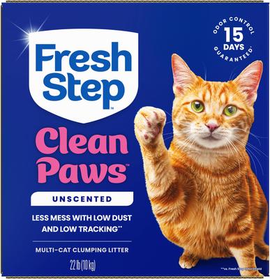Show full view: Fresh Step Clean Paws Unscented Multi-Cat Clumping Clay Cat Litter, 22-lb box slide 10 of 12