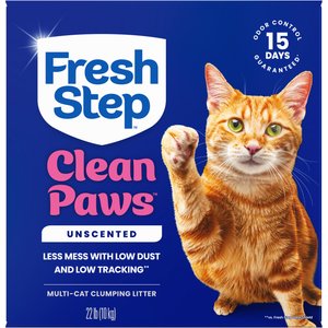 Fresh Step Clean Paws Unscented Multi-Cat Clumping Clay Cat Litter, 22-lb box