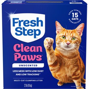Fresh Step Clean Paws Unscented Multi-Cat Clumping Clay Cat Litter, 22-lb box