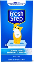 Fresh Step Products Drawstring Cat Litter Box Liners, Scented, 15 count, Jumbo: 36 x 19-in