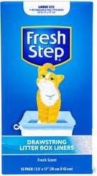 Fresh Step Products Drawstring Cat Litter Box Liners, Scented, 15 count, Large: 30 x 17-in slide 1 of 6