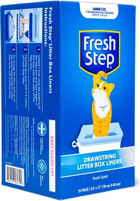 Show full view: Fresh Step Products Drawstring Cat Litter Box Liners, Scented, 15 count, Large: 30 x 17-in slide 2 of 6