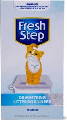 Fresh Step Products Drawstring Cat Litter Box Liners, Unscented, 15 count, Jumbo: 36 x 19-in