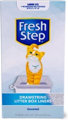 Fresh Step Products Drawstring Cat Litter Box Liners, Unscented, 15 count, Large: 30 x 17-in