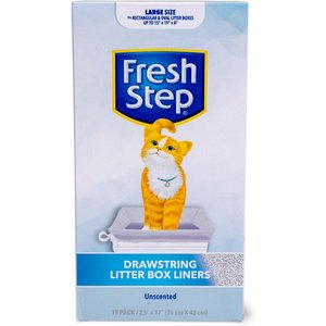Fresh Step Products Drawstring Cat Litter Box Liners, Unscented, 15 count, Large: 30 x 17-in