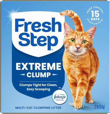 Show full view: Fresh Step Extreme Febreze Freshness Scented Multi-Cat Clumping Clay Cat Litter, 22-lb box slide 10 of 12
