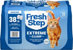 Fresh Step Extreme Febreze Freshness Scented Multi-Cat Clumping Clay Cat Litter, 9.5-lb bag, 4 count