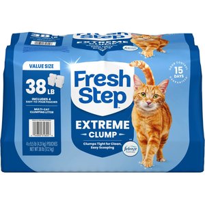 Fresh Step Extreme Febreze Freshness Scented Multi-Cat Clumping Clay Cat Litter, 9.5-lb bag, 4 count