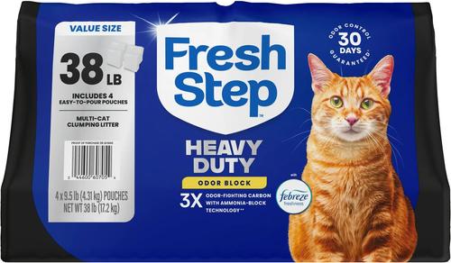 Show full view: Fresh Step Heavy Duty Febreze Freshness Odor Control Multi-Cat Clumping Cat Litter, 9.5-lb bag, 4 count slide 9 of 12