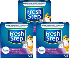 Fresh Step Multi-Cat Extra Strength Scented Clumping Cat Litter, 25-lb box, bundle of 3