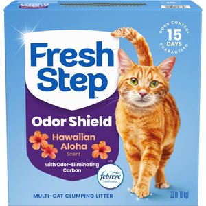 Fresh Step Odor Shield Extreme Hawaiian Aloha Febreze Scented Multi-Cat Clumping Clay Cat Litter, 22-lb box