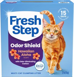 Fresh Step Odor Shield Extreme Hawaiian Aloha Febreze Scented Multi-Cat Clumping Clay Cat Litter, 22-lb bo...