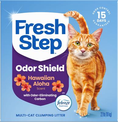 Show full view: Fresh Step Odor Shield Extreme Hawaiian Aloha Febreze Scented Multi-Cat Clumping Clay Cat Litter, 22-lb box slide 9 of 11