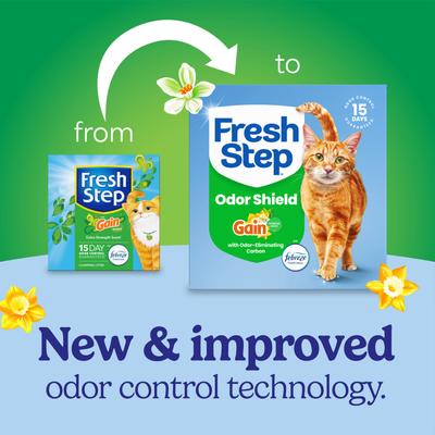 Show full view: Fresh Step Odor Shield Febreze Freshness Gain Original Scented Multi-Cat Clumping Clay Cat Litter, 14-lb box slide 3 of 12