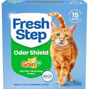 Fresh Step Odor Shield Febreze Freshness Gain Original Scented Multi-Cat Clumping Clay Cat Litter, 22-lb box