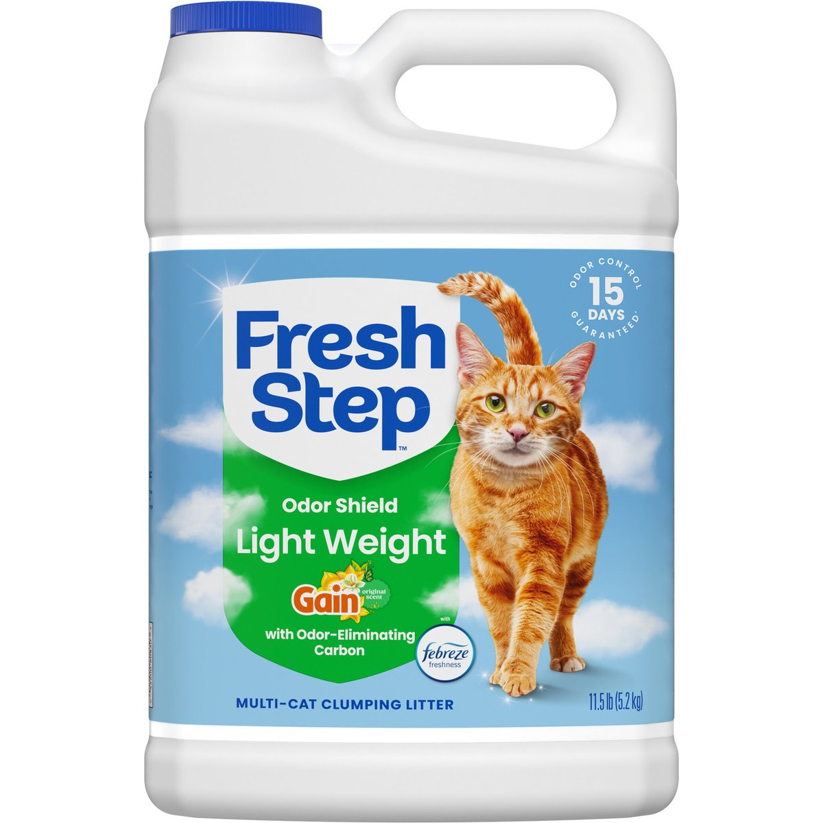 Fresh Step Odor Shield Gain Scent with Febreze Freshness Light Weight Clumping Cat Litter, 11.5-lb