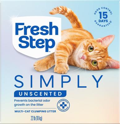 Show full view: Fresh Step Simply Unscented Multi-Cat Clumping Cat Litter, 22-lb box slide 9 of 12