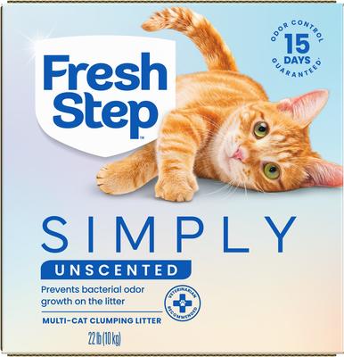 Show full view: Fresh Step Simply Unscented Multi-Cat Clumping Cat Litter, 22-lb box slide 10 of 12