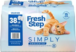 Fresh Step Simply Unscented Multi-Cat Clumping Cat Litter, 9.5-lb bag, 4 count