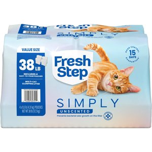 Fresh Step Simply Unscented Multi-Cat Clumping Cat Litter, 9.5-lb bag, 4 count
