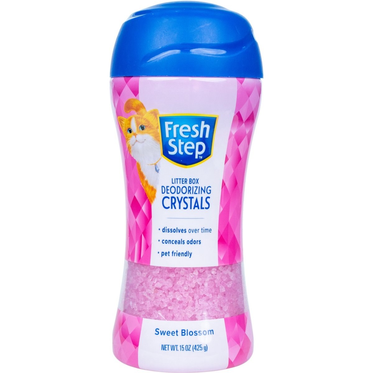 Fresh Step Products Sweet Blossom Scent Cat Litter Box Deodorizing Crystals, 15-oz bottle