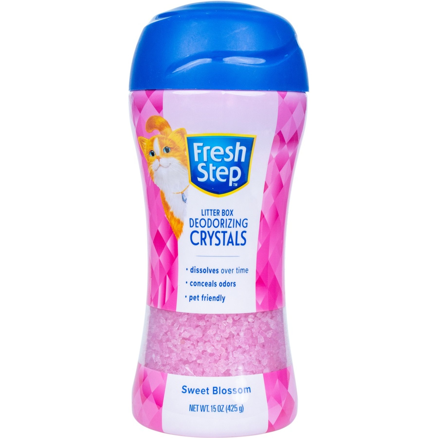 Fresh Step Products Sweet Blossom Scent Cat Litter Box Deodorizing Crystals, 15-oz bottle