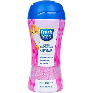 Fresh Step Products Sweet Blossom Scent Cat Litter Box Deodorizing Crystals, 15-oz bottle