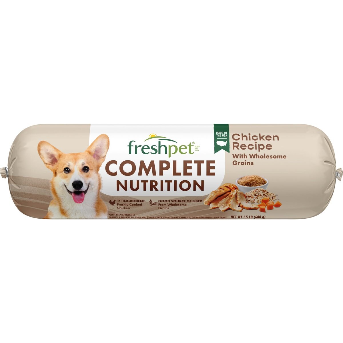 Freshpet Complete Nutrition Chicken Recipe Fresh Dog Food, 1.5-lb roll, case of 8