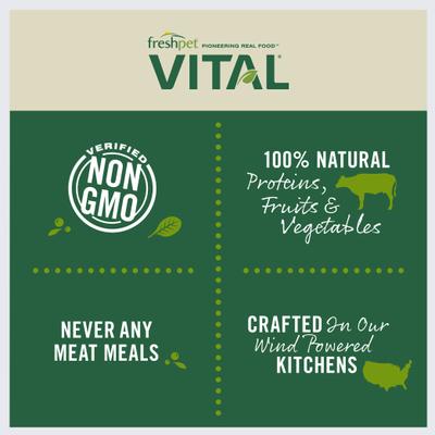 Show full view: Freshpet Dognation Chicken Recipe Fresh Treats + Vital Chicken, Beef, Salmon & Egg Recipe Fresh Dog Food slide 8 of 9