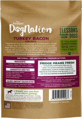 Show full view: Freshpet Dognation Turkey Bacon Grain-Free Fresh Dog Treats, 3-oz bag, case of 6 slide 3 of 7