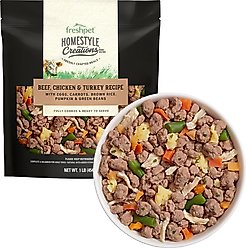 Freshpet Homestyle Creations Fresh Beef, Chicken & Turkey Recipe Dog Food, 1-lb bag, case of 6