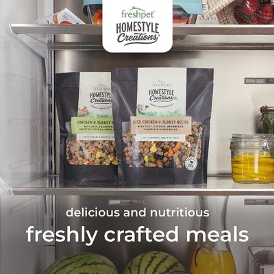 Show full view: Freshpet Homestyle Creations Fresh Beef, Chicken & Turkey Recipe Dog Food, 1-lb bag, case of 6 slide 4 of 10