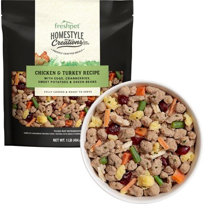 Freshpet Freshpet Homestyle Creations Fresh Chicken & Turkey Recipe Dog Food, 1-lb bag, bundle of 12