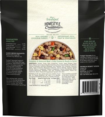 Show full view: Freshpet Homestyle Creations Fresh Chicken & Turkey Recipe Dog Food, 1-lb bag, case of 6 slide 3 of 10