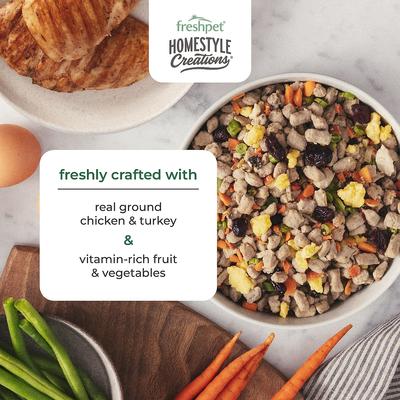 Show full view: Freshpet Homestyle Creations Fresh Chicken & Turkey Recipe Dog Food, 1-lb bag, case of 6 slide 5 of 10