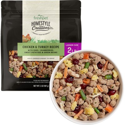 Freshpet Freshpet Homestyle Creations Fresh Chicken & Turkey Recipe Dog Food, 2-lb bag, case of 4