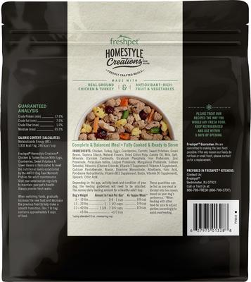 Show full view: Freshpet Homestyle Creations Fresh Chicken & Turkey Recipe Dog Food, 2-lb bag, case of 4 slide 3 of 10