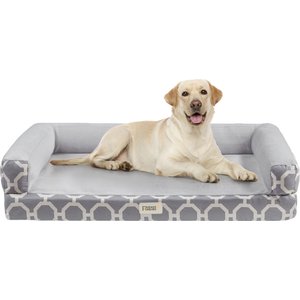 Friends Forever Harper Orthopedic Couch Bolster Sofa with Removable Cover Cat & Dog Bed, Grey, Large