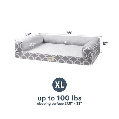 Show full view: Friends Forever Harper Orthopedic Couch Bolster Sofa with Removable Cover Cat & Dog Bed, Grey, Large slide 7 of 9