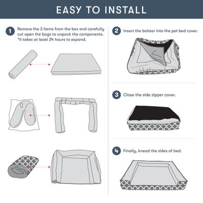 Show full view: Friends Forever Harper Orthopedic Couch Bolster Sofa with Removable Cover Cat & Dog Bed, Grey, Large slide 8 of 9