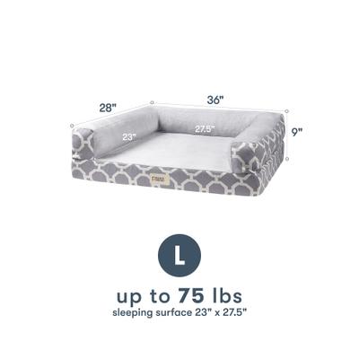 Show full view: Friends Forever Harper Orthopedic Couch Bolster Sofa with Removable Cover Cat & Dog Bed, Grey, Medium slide 7 of 9