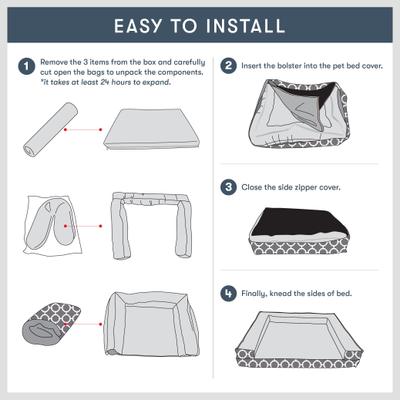 Show full view: Friends Forever Harper Orthopedic Couch Bolster Sofa with Removable Cover Cat & Dog Bed, Grey, Medium slide 8 of 9