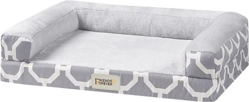 Show full view: Friends Forever Harper Orthopedic Couch Bolster Sofa with Removable Cover Cat & Dog Bed, Grey, Small slide 3 of 10