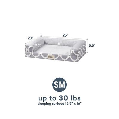 Show full view: Friends Forever Harper Orthopedic Couch Bolster Sofa with Removable Cover Cat & Dog Bed, Grey, Small slide 8 of 10