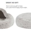 Show in main carousel: Friends Forever Luna Donut Faux Fur Cozy Cave Covered Dog Bed with Hooded Blanket, Grey slide 4 of 9