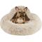 Show in main carousel: Friends Forever Luna Donut Faux Fur Cozy Cave Covered Dog Bed with Hooded Blanket, Tan slide 1 of 9