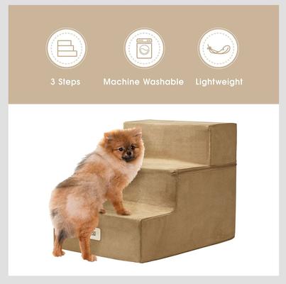 Show full view: Friends Forever Milo 3-Step Non-Slip Small Dog & Cat Stairs, Khaki slide 4 of 9