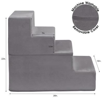 Show full view: Friends Forever Milo 4-Step Non-Slip Small Dog & Cat Stairs, Grey slide 9 of 9