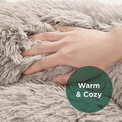 Show full view: Friends Forever Serena Calming Oval Cuddler Bolster with Memory Foam Dog & Cat Bed, Grey, Large slide 3 of 10